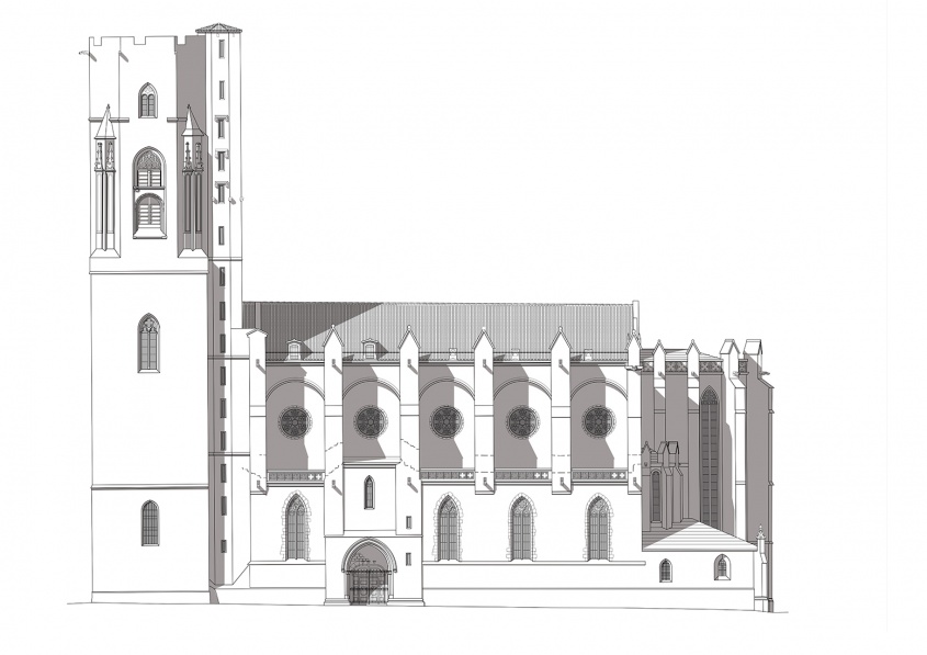 Fin du diagnostic pralable aux travaux de restauration des faades, des vitraux et des couvertures des bas-cts de l'glise Saint-Vincent, classe au titre des Monuments Historiques