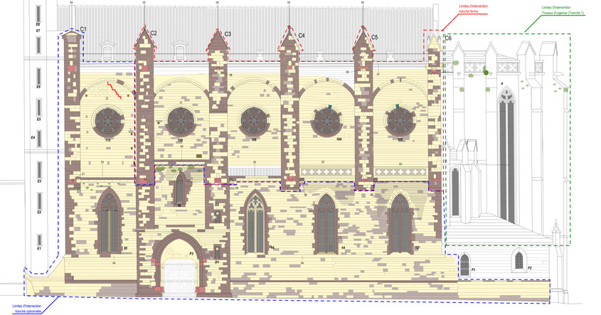 Fin des études de projet pour la première phase de travaux en vue de la restauration des façades et du clocher de l'église Saint-Vincent, propriété de la commune de Carcassonne (11).