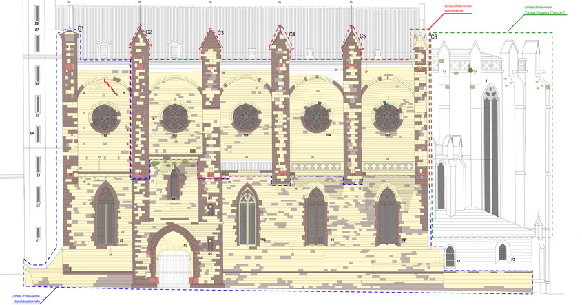 Fin des tudes de projet pour la premire phase de travaux en vue de la restauration des faades et du clocher de l'glise Saint-Vincent, proprit de la commune de Carcassonne (11).