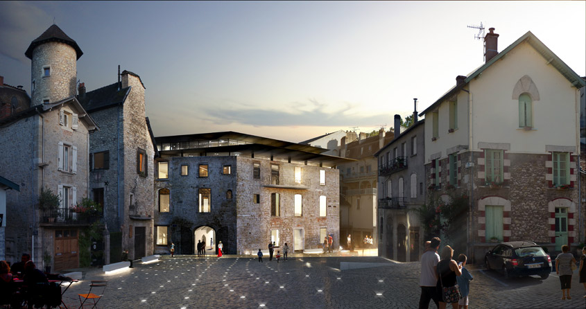 Nous sommes retenus avec Mars Architecte suite au concours pour la création d'un pôle culturel dans l'ancien immeuble médiéval Marty Nasses à Villefranche de Rouergue (12).